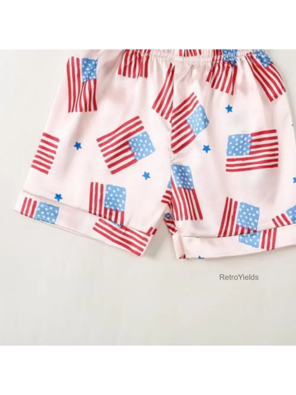 Kids 4th of July Pajama Set Button Top Shorts Sleepwear